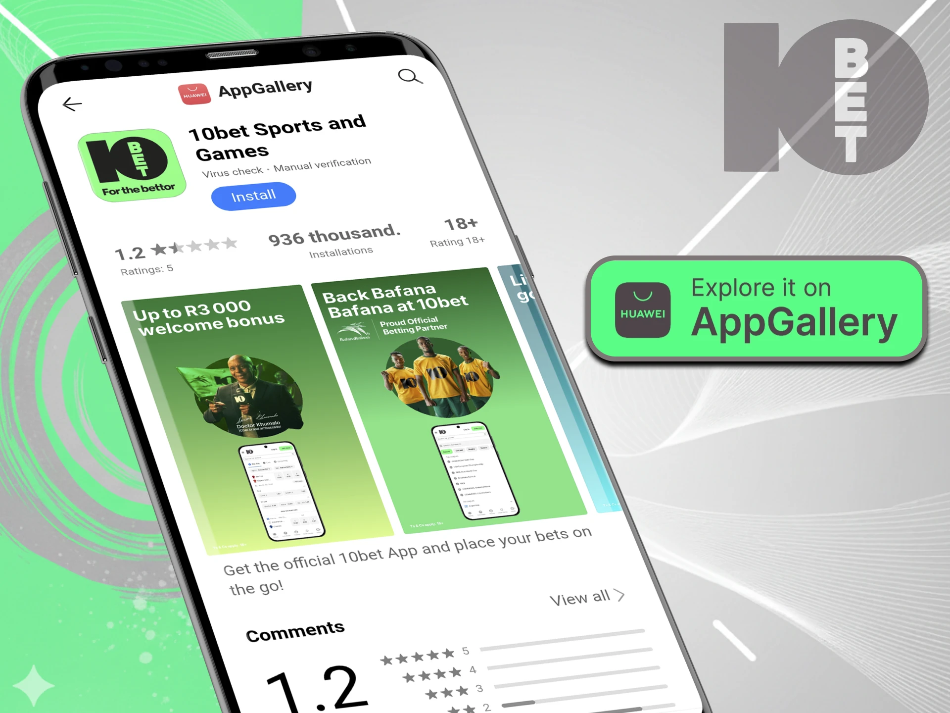 Owners of Huawei smartphones and other Android devices can download the 10bet app from the dedicated Appgalerry app.
