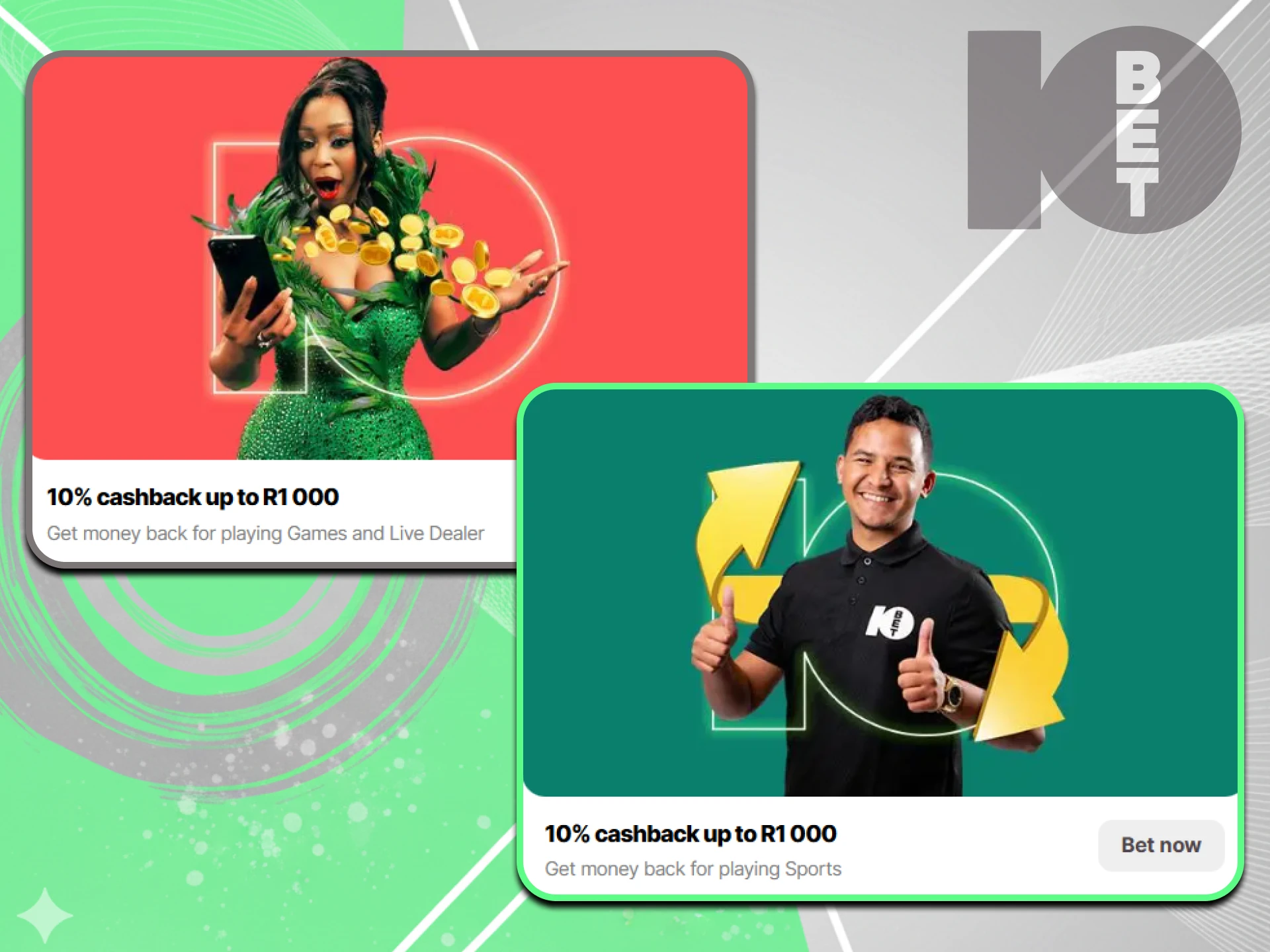 Betting or gaming, your choice, but cashback bonuses are available to all 10bet users.