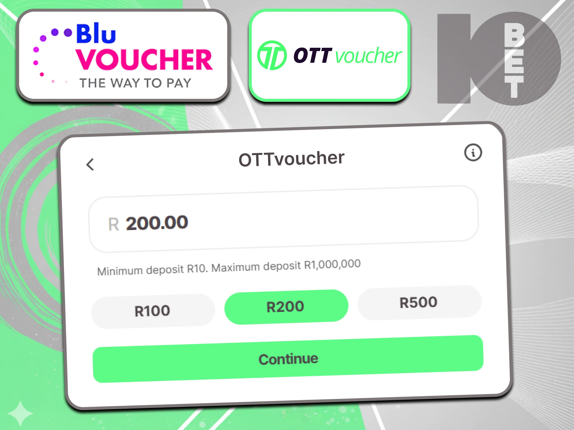 Vouchers are one of the preferred payment methods in South Africa, which are available at 10bet.