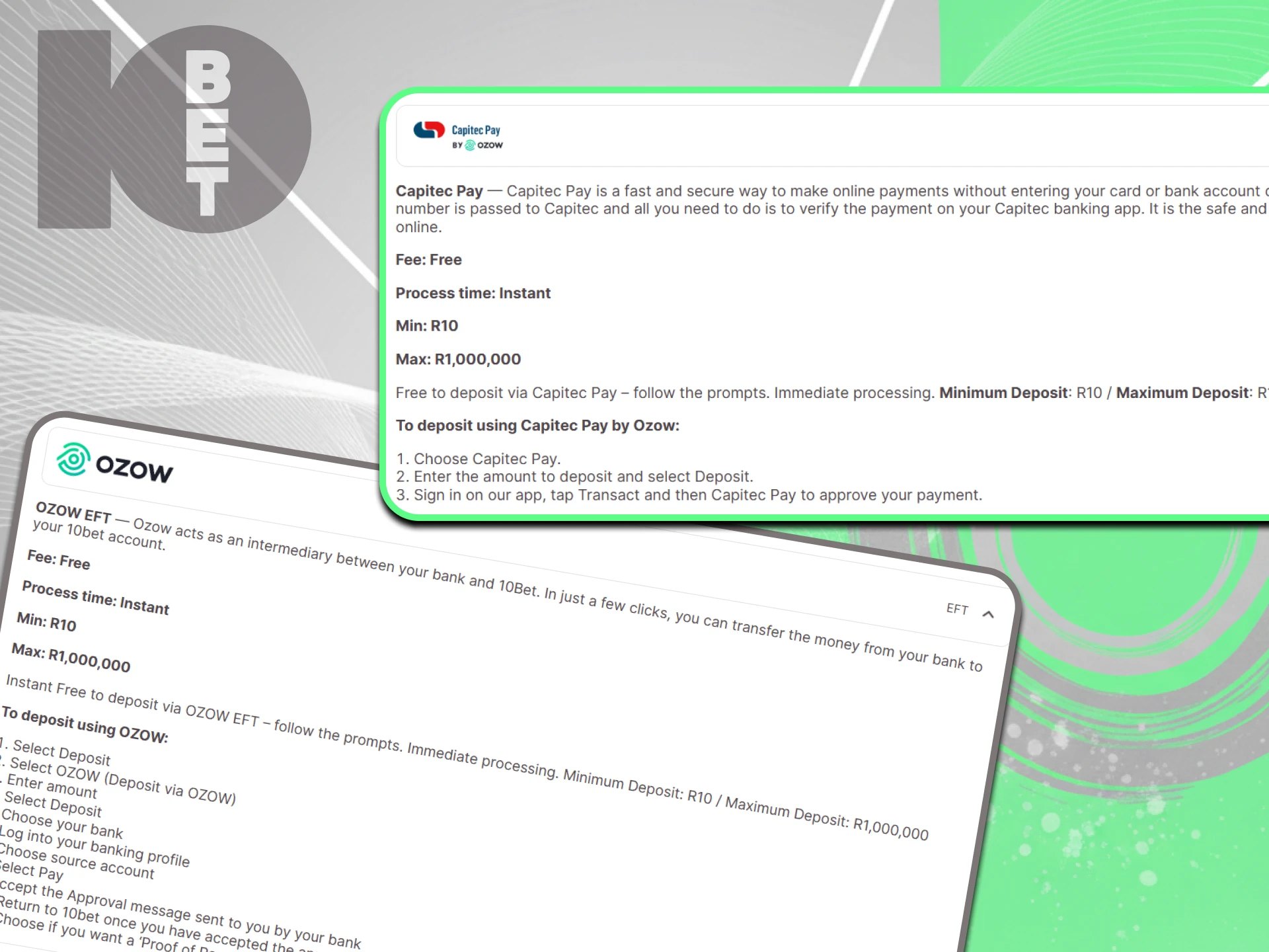 The EFT withdrawal format is one of the most convenient and fastest ways to withdraw funds from the 10bet website.