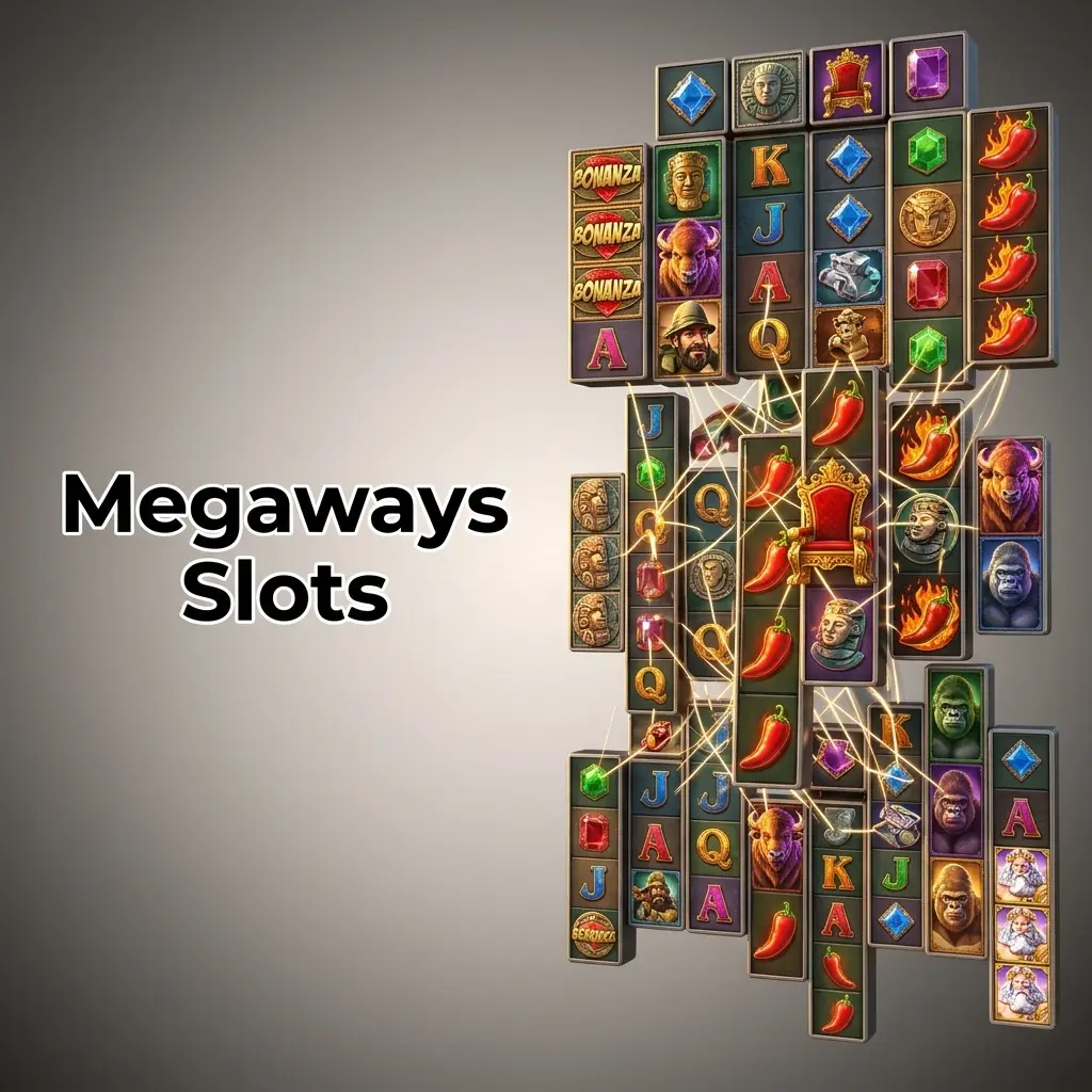 Megaways slots dynamic reel system with up to 117,649 ways to win featuring popular titles like Bonanza and Gonzo's Quest