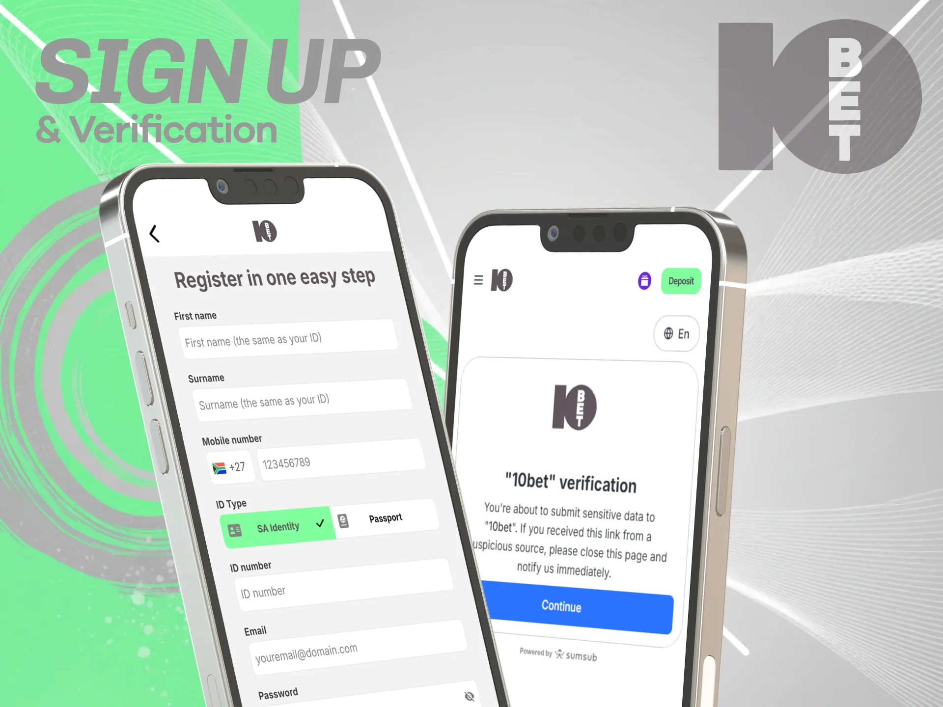 Complete mandatory FICA identity verification steps inside your mobile 10bet App.