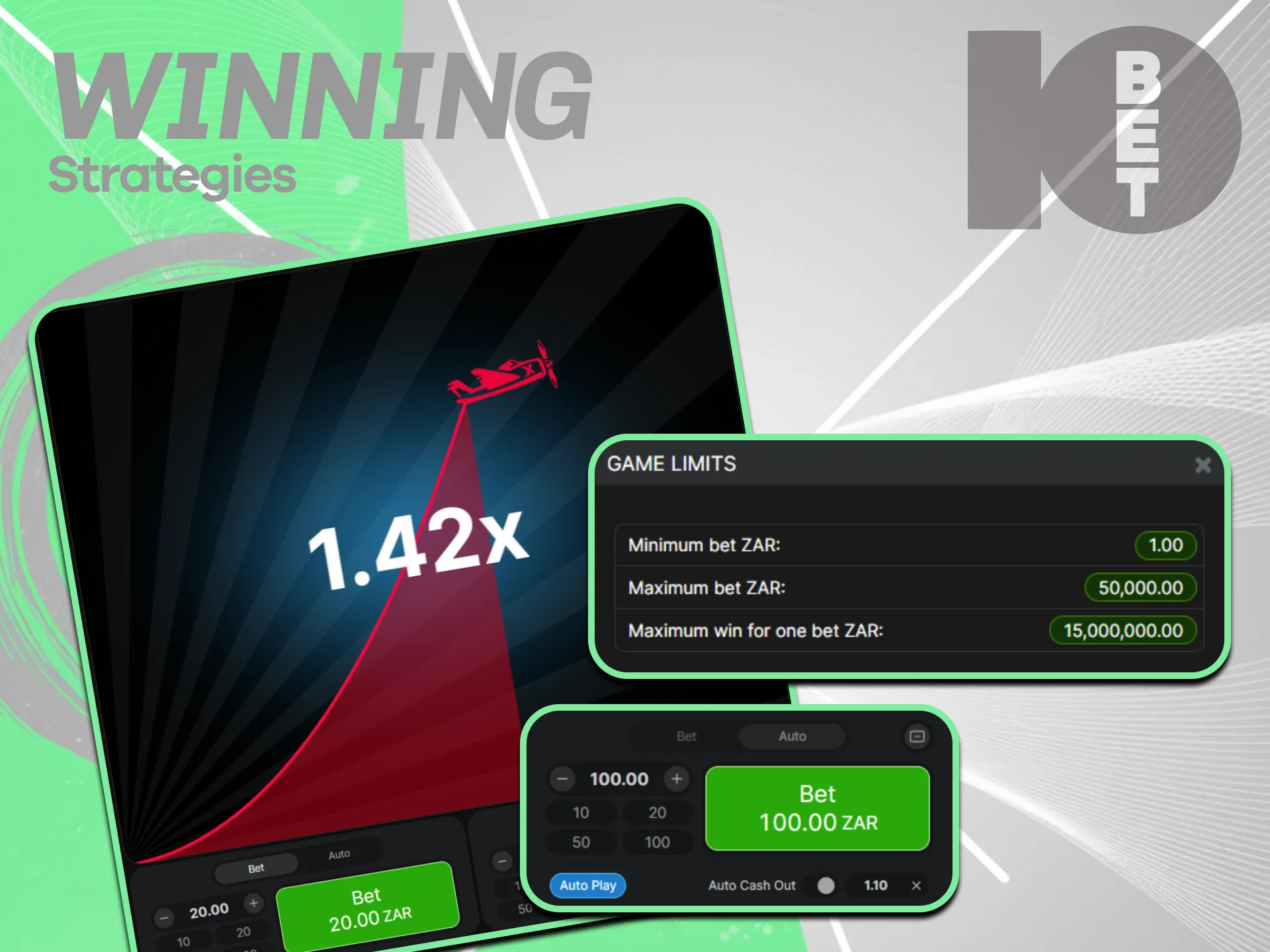 Apply tactical cashout systems to improve predictions playing 10bet Aviator game.