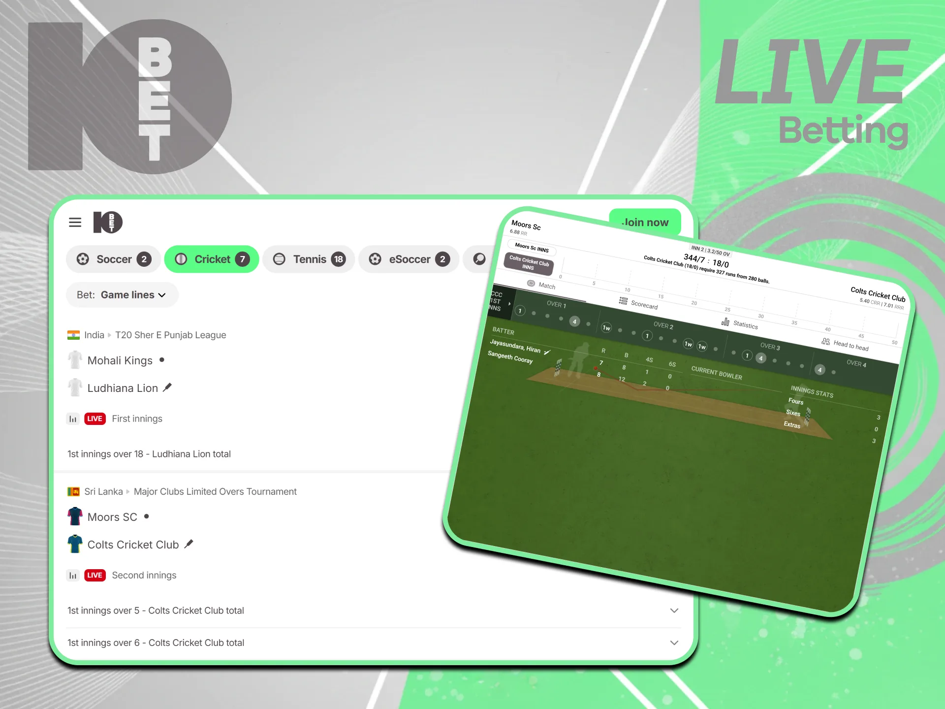 Place real-time in-play match wagers directly on active 10bet Cricket.