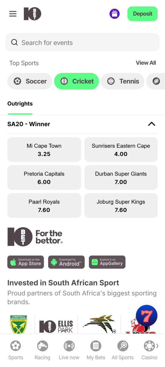 Pick your target match odds when learning how to bet on 10bet Cricket.