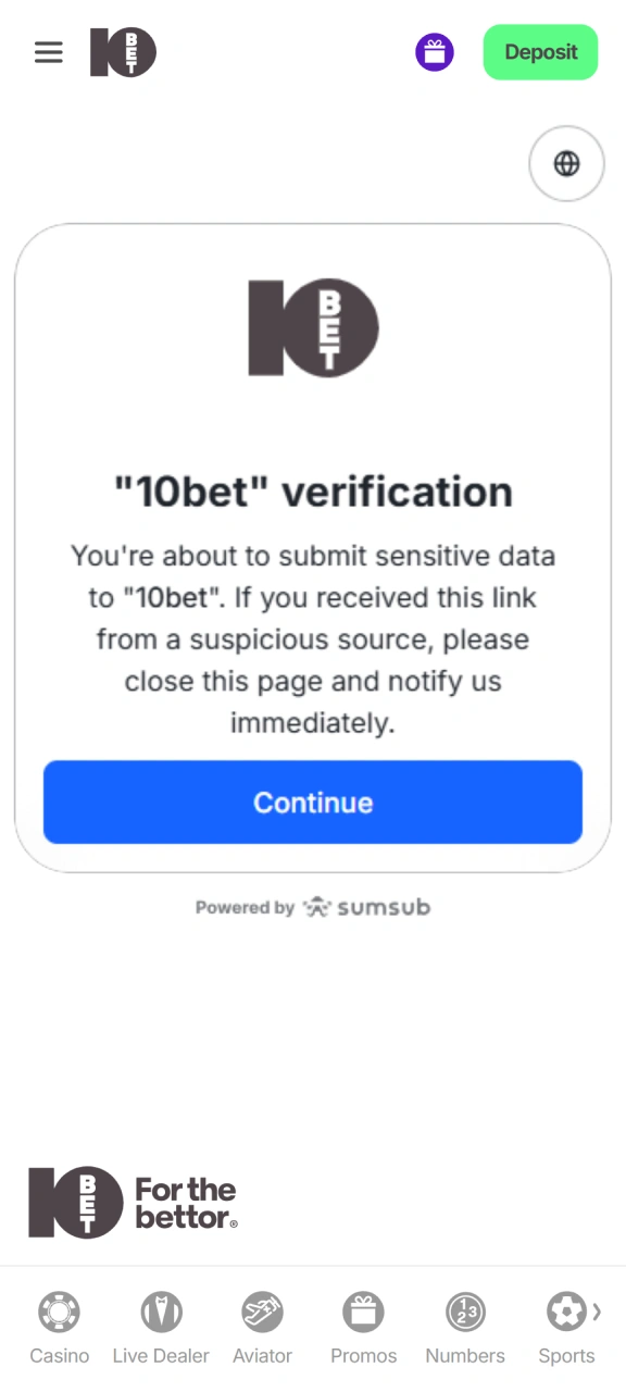 Complete identity validation steps demonstrating how to wager on 10bet Football.