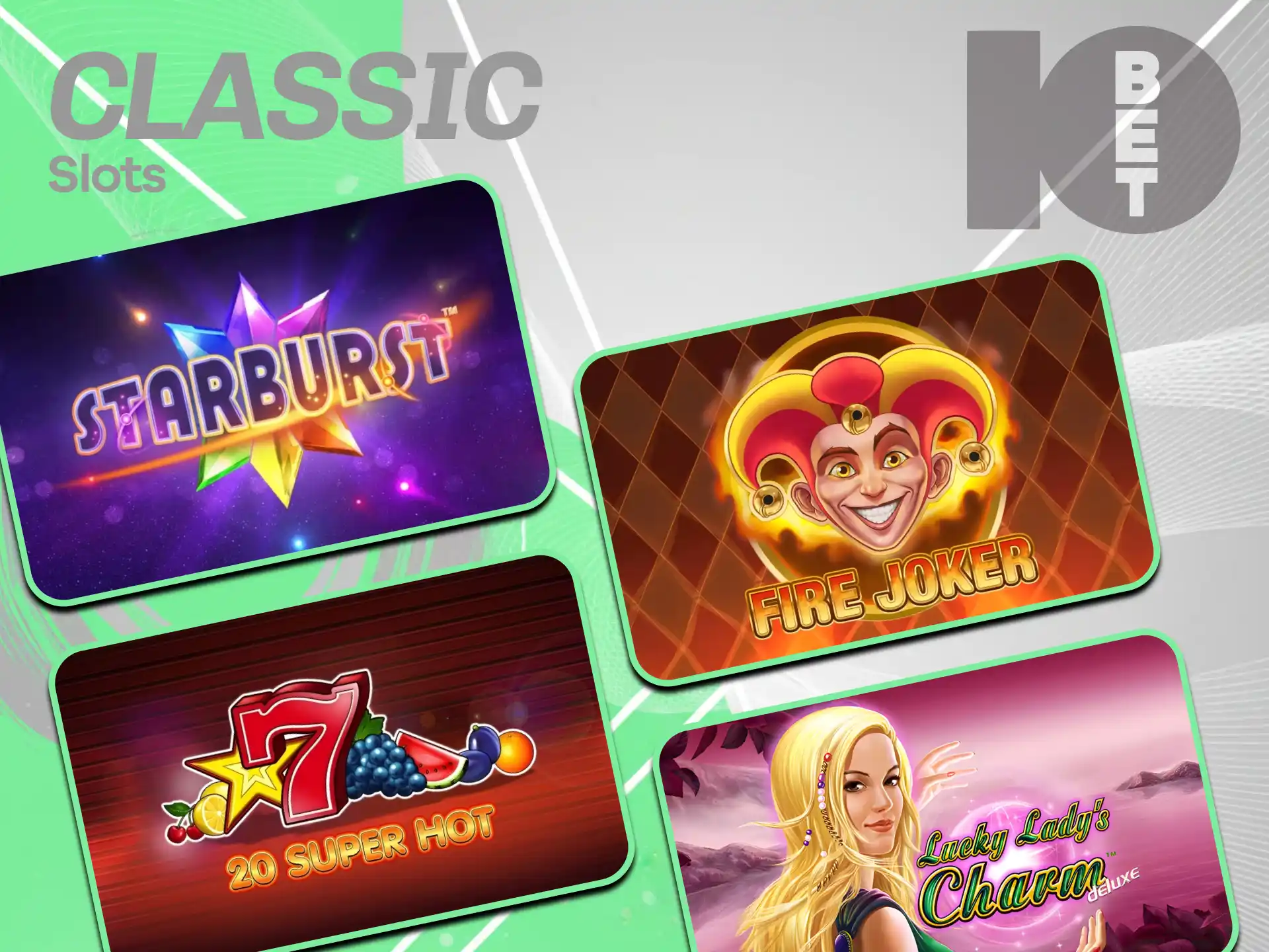 Spin traditional three-reel fruit options when playing Classic Slots on 10bet.