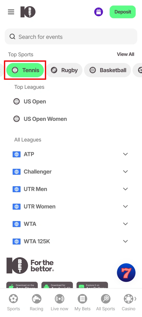 Pick your target court match when learning how to bet on 10bet Tennis.